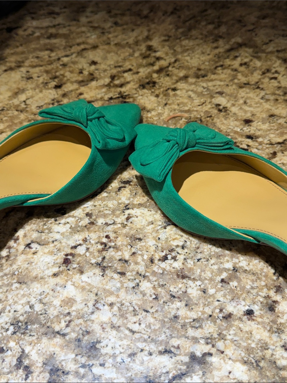 J. Crew Factory Kelly Green Bow Pointed-Toe Slingback Kitten Heel Pumps - Picture 7 of 13